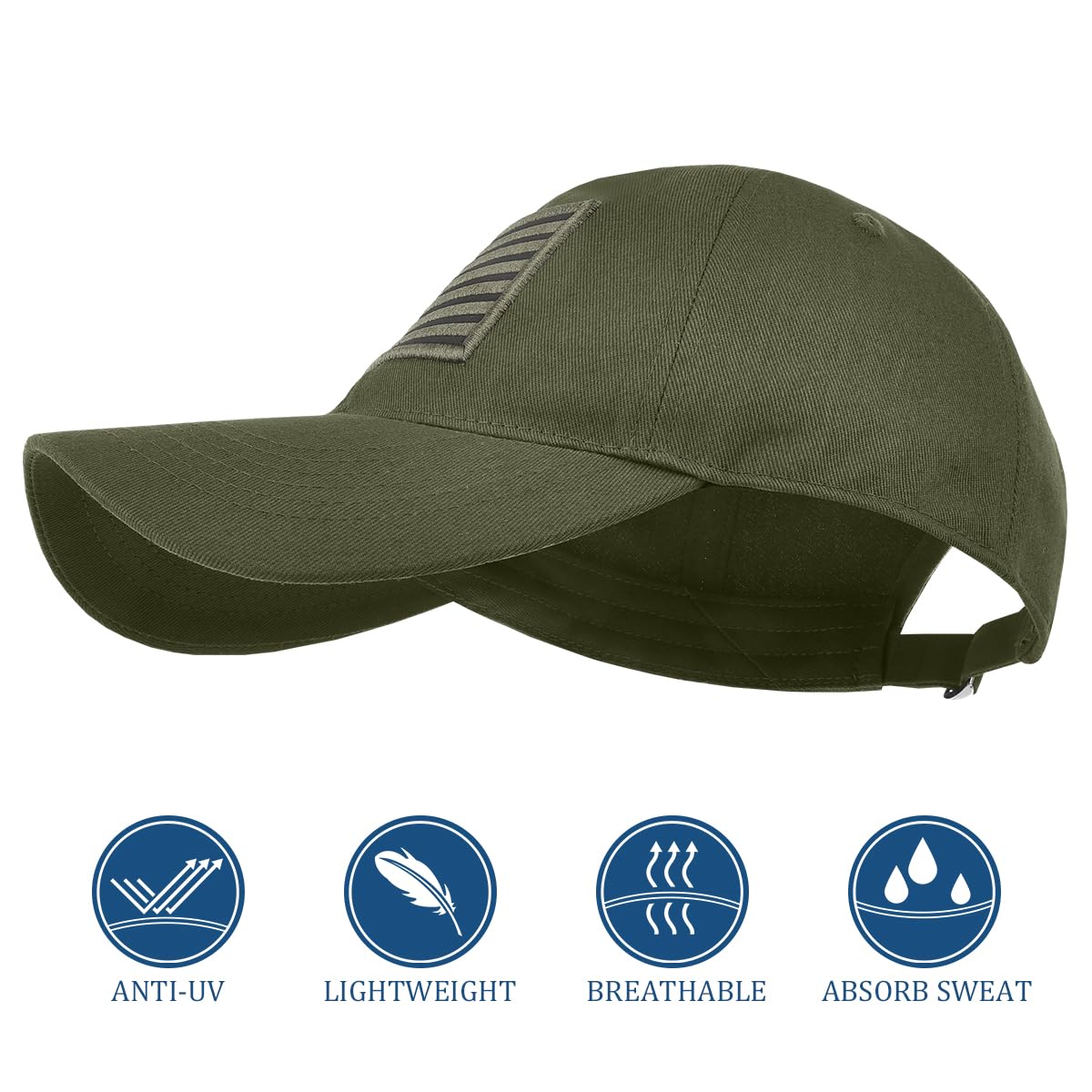 XCFWin 2 Pack American Flag Baseball Cap for Men Women Low Profile US Army Tactical Operator Military Plain Dad Hat (US, Alpha, One Size, Black ＆ Army Green)