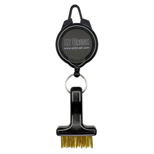 EZ Brush Mini Retractable Golf Club Brush Cleaning Tool with Clip and Brass Bristles