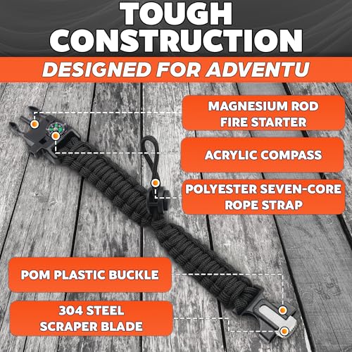 Paracord Survival Bracelets Set of 2 - Black & Orange