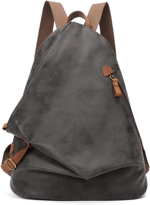 KL928 PU Leather Vintage Backpack - Stylish Large Casual Daypack for Outdoor Travel & Hiking