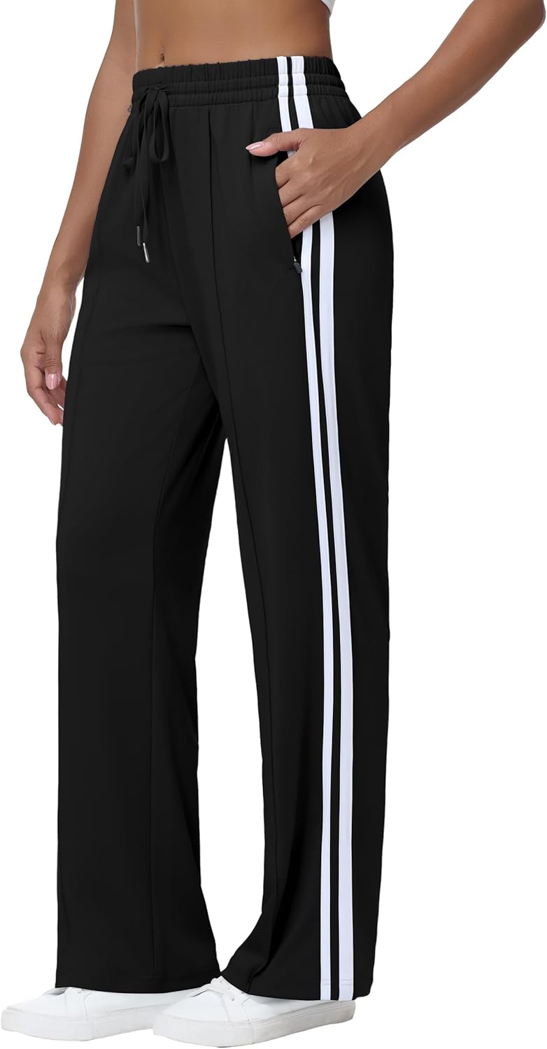 MIVEI Women's Athletic Track Pants - Loose Fit Sweatpants with Zipper Pockets | 28-34 Inseam