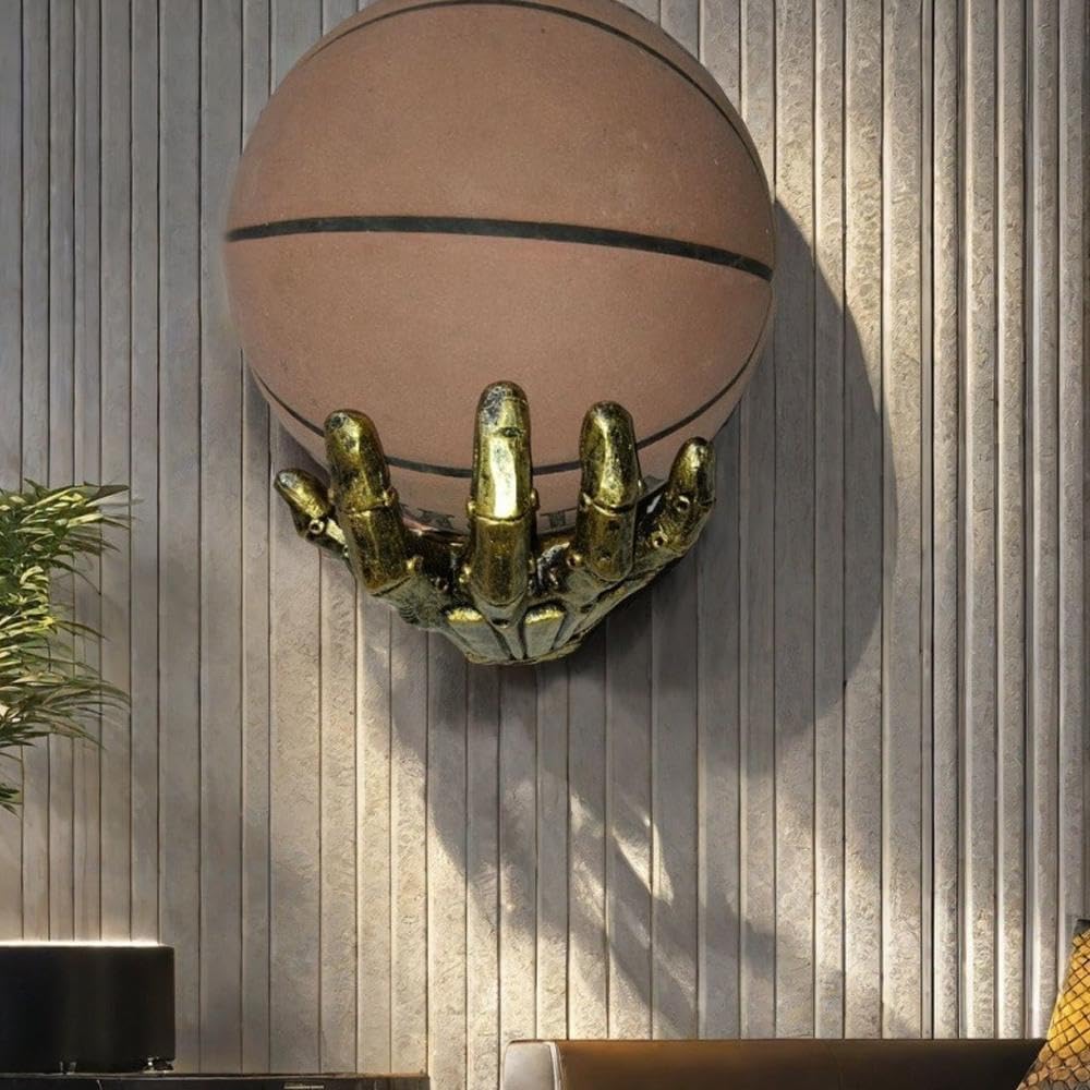 Mechanical Hand Wall Mounted Basketball Holder - Punk Style Garage Ball Storage Rack | Space-Saving Display for Room & Garage
