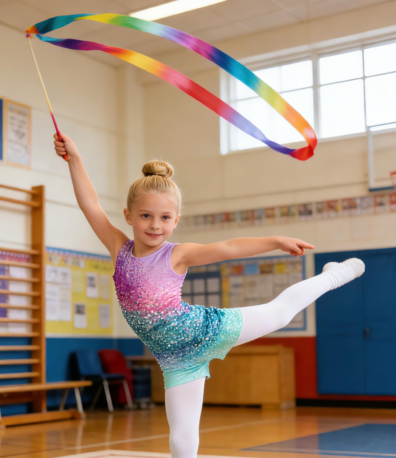 Idgreatim Girls Gymnastics Leotards Size 6-7 Biketard Unitards with Shorts Sparkly Neon Print Tumbling Outfit Clothing 6-7 Years Old