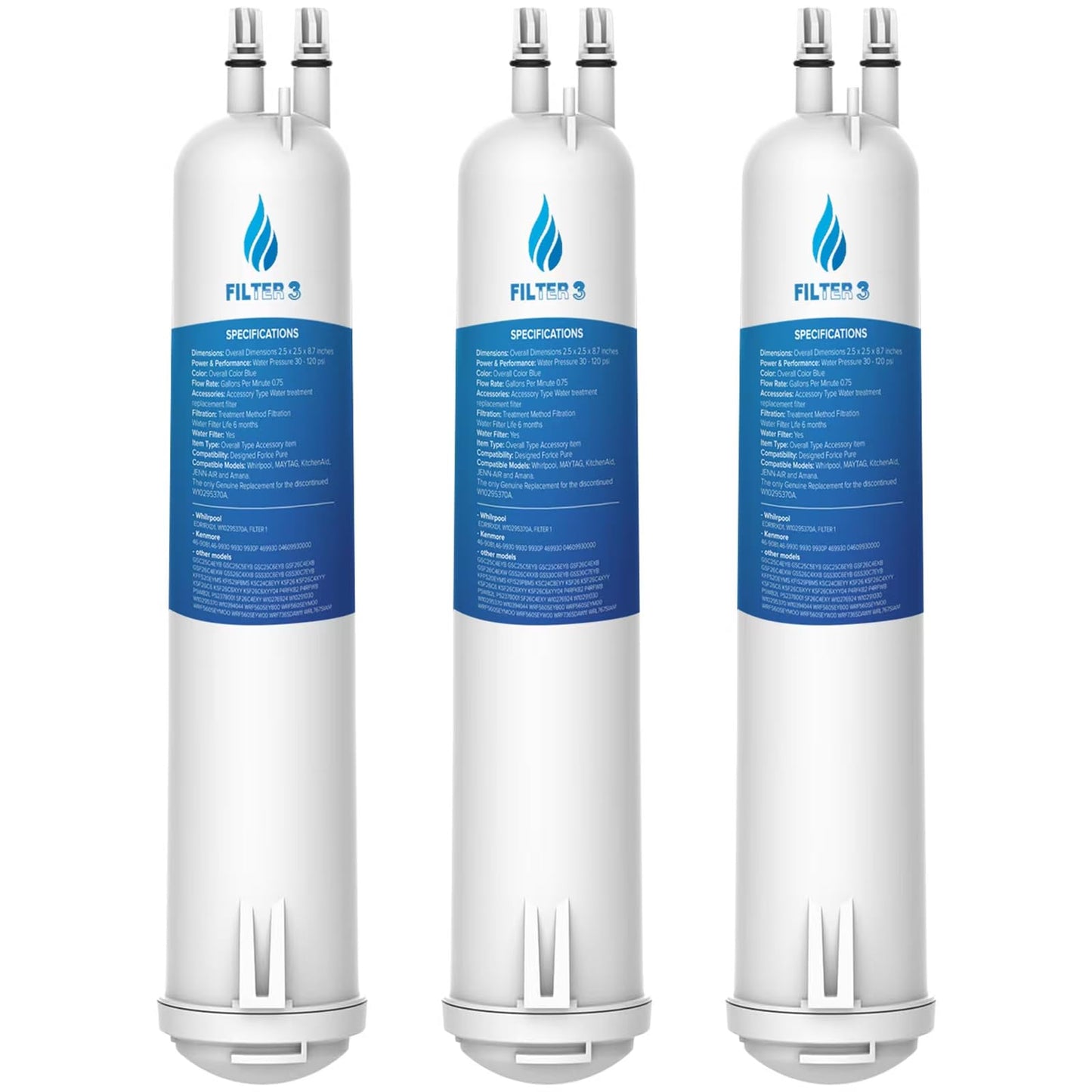 EDR3RXD1 Replacement Compatible with Filter 3, EDR3RXD1B, 4396841, 4396710, 46-9083, 46-9030, RW004 Refrigerator Water Filter, 3 Pack