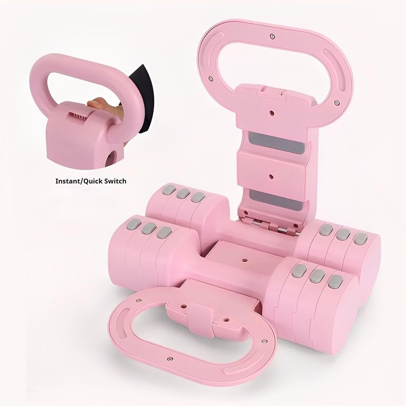 Adjustable Dumbbell Set of 2, 4 in 1 Free Weights for Women with Fast Adjustment, Home Gym & Outdoor Exercise Training, Includes 2.2lb 3.3lb 4.4lb 5.5lb Hand Weights, Compatible with Kettlebells (Green)