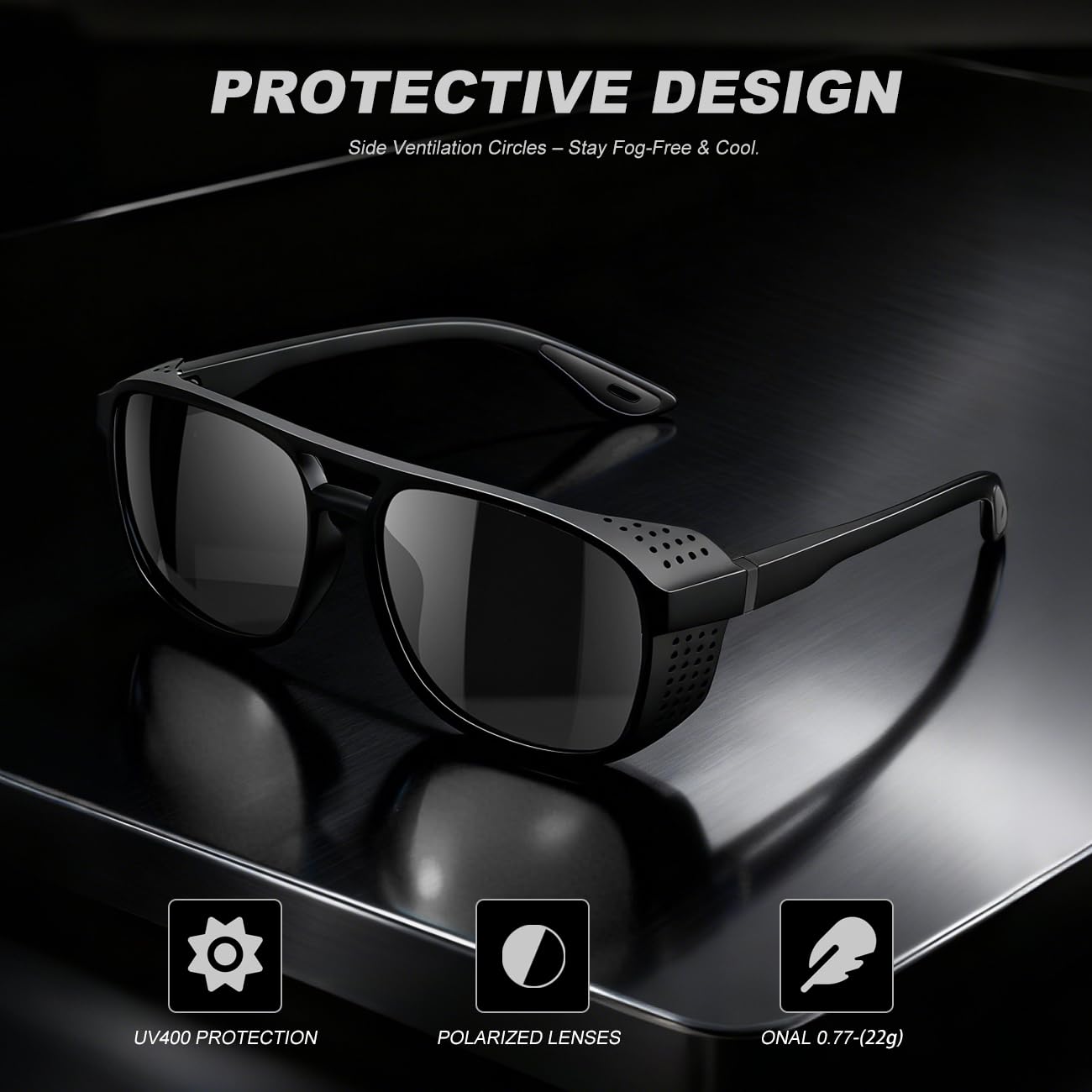 AWGSEE Retro Polarized Sunglasses for Men Women Vintage Lightweight Steampunk Sun Glasses Gothic Goggles UV400 Protection