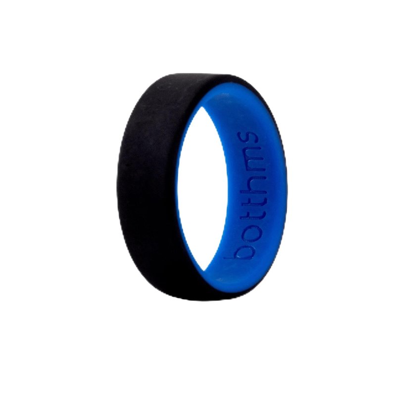 botthms - Men’s Dual Tone Silicone Rings, Silicone Wedding Rings, for Active Lifestyle (Black/Blue, 12)