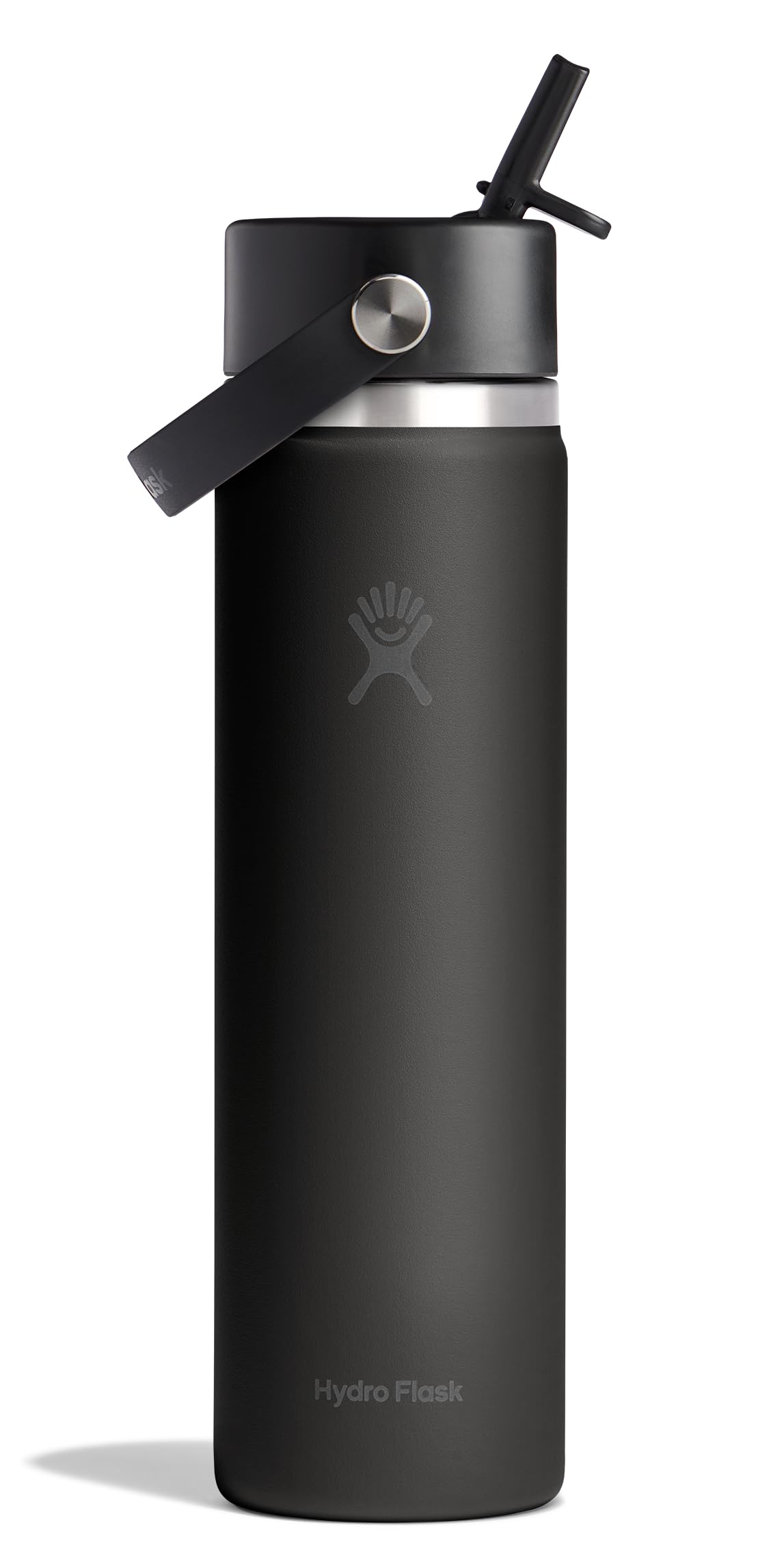 Hydro Flask Water Bottle - Insulated Stainless Steel - Wide Straw Lid, Non Spill, Leakproof in 24 Oz Tonal Black