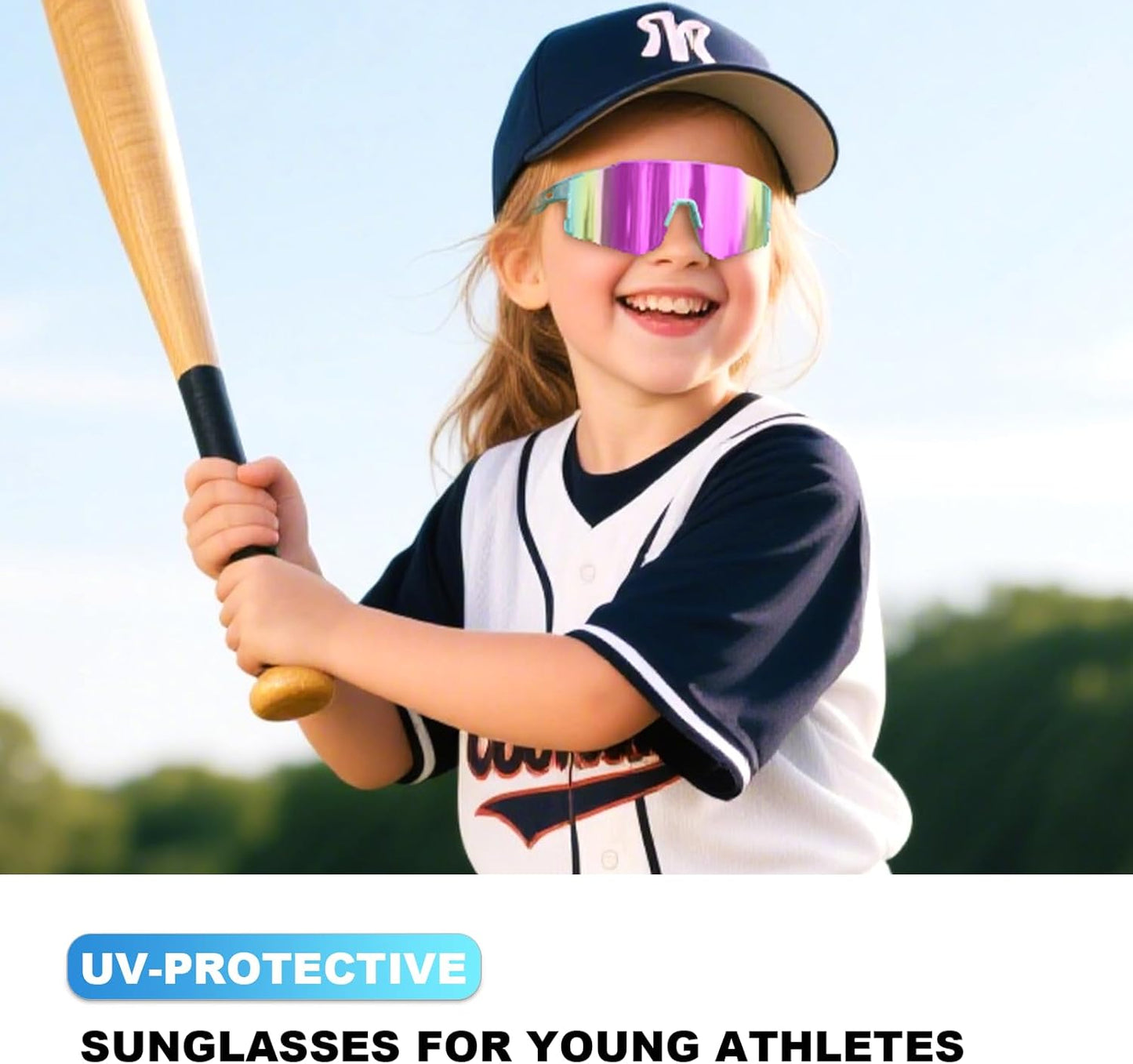 Skiennix Kids Sunglasses - Youth Baseball Glasses for Boys & Girls | UV Protection for Ages 6-14