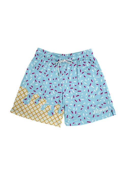 Men's Ice Cream Graffiti Print Mesh Athletic Lightweight Quick-Dry Gym Shorts with Pockets for Running Basketball Workout (US, Alpha, Small, Regular, Regular, Blue)