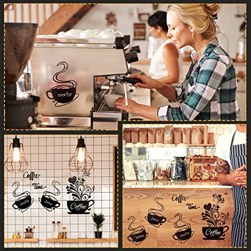 Chinco 5-Pack Coffee Cup Wall Stickers Kitchen Decor Black Mugs Art