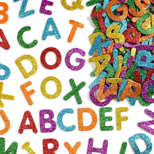 Glitter Foam Alphabet Stickers - Pack of 156 Self-Adhesive Letters