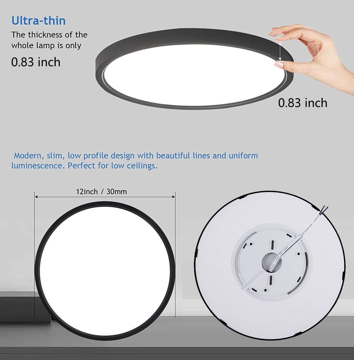 8Pack 12Inch 3200LM LED Flush Mount Ceiling Light,28W White 6000K,120V Slim Surface Mount Ceiling Light Fixture for Kitchen Bedroom Living Room