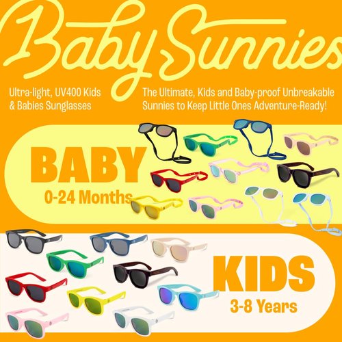 BABY SUNNIES Polarized Baby Sunglasses - Transparent Pink, 0-24 Months - UV400 Polarized Toddler Sunglasses - Adjustable Strap Infant Essentials - Unbreakable Flexible Baby Beach Essentials