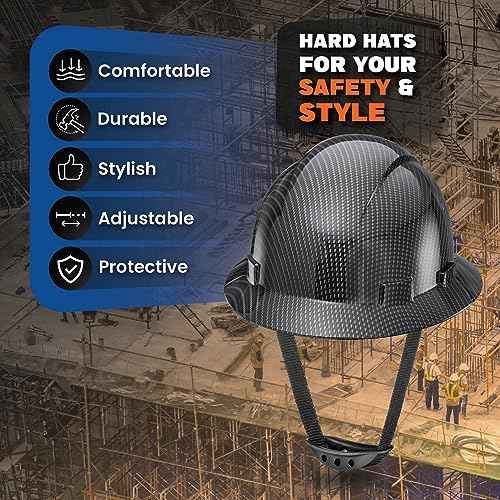 Updated Acerpal Full Brim Hard Hat, Padded, OSHA Type 1 Class E, G, & C Construction Safety Approved Hardhats, Designed, Hard Hats for Men, Cascos De Construccion Helmet.