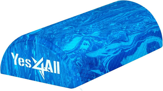 Yes4All Half Round Foam Roller, EVA Firm Half Foam Roller for Yoga, Half Yoga Back Roller for Muscle Massage for Pilates, Balance & Core Exercises - 12/36 inches - Blue, 12 inches