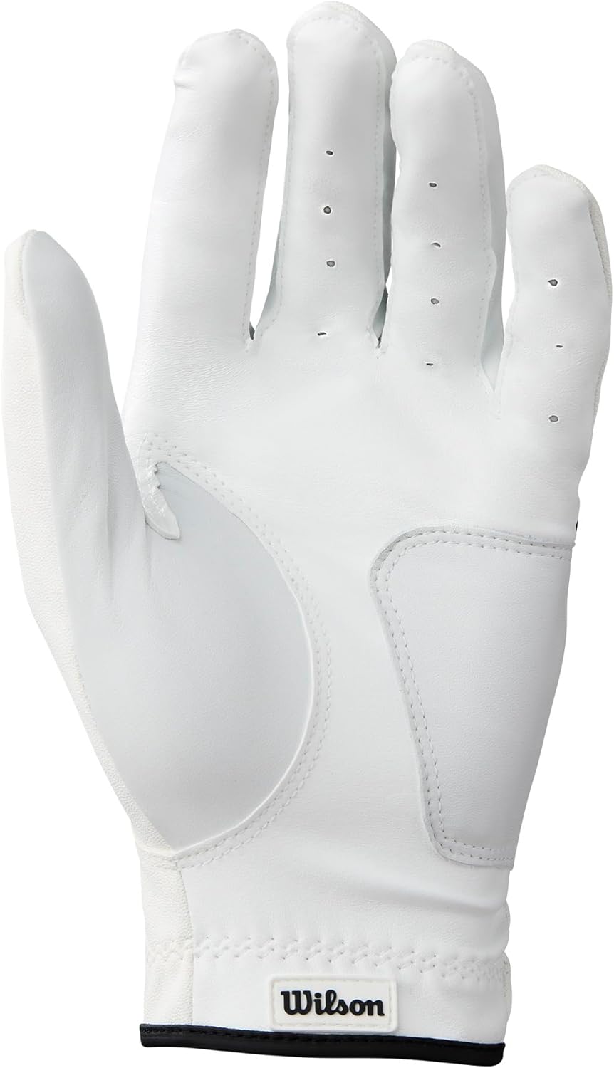 WILSON Men's Grip Plus Golf Gloves - Enhanced Comfort & Performance | White/Black