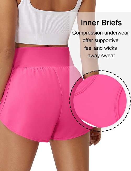 BMJL Women's Athletic Shorts High Waisted Running Short Pockets Gym Elastic Quick Dry Workout Shorts 2.5"