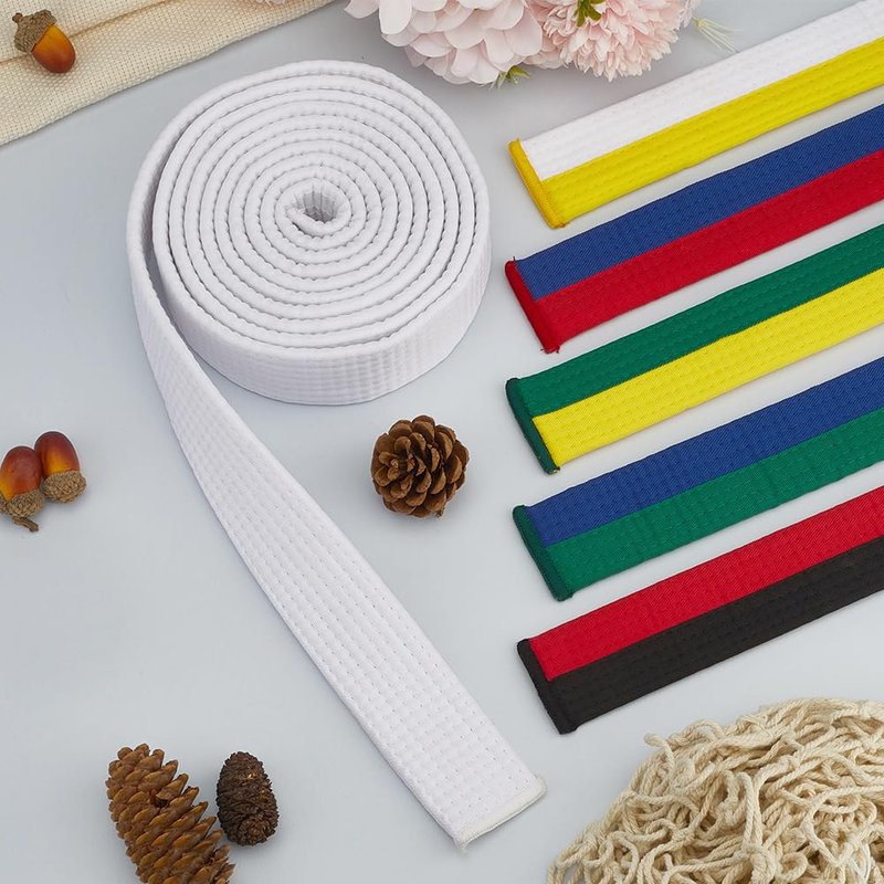 CREATCABIN White Karate Jiu Jitsu Belt Polyester Martial Arts Belt Judo Jiu-Jitsu TKD Aikido Uniform Ranking Belt Long Soft Universal Fit Belts Taekwondo for Men Women Sports Training Equipment 9.2ft