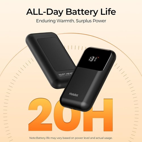 Hotdot Rechargeable Hand Warmers - 4 Heat Levels (104–131°F) with Real-Time Temp Display | Portable & Fast Heating
