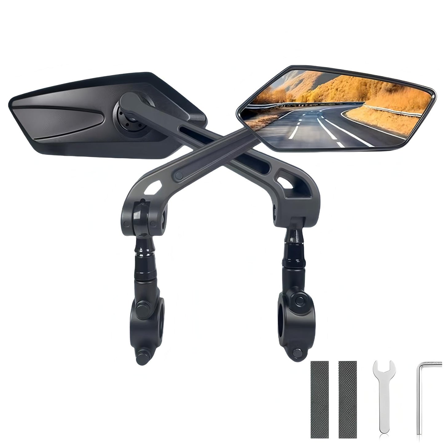 Bike Mirrors,2 Pack-Ebike Mirror,360° Adjustable and Rotatable Handlebar Mirrors,Scratch Resistant Glass Lens, Mountai Bikes,Scooter, E-bikes,Road Bikes,Bicycle Universal Fit Accessories