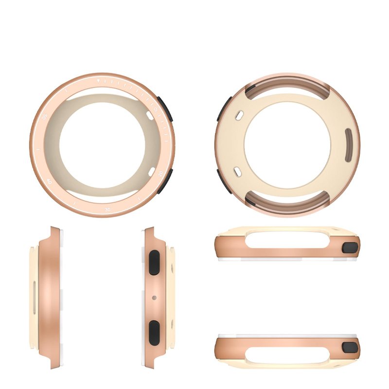 2 in 1 HXFRTYU Metal Case for Amazfit Active 2 Smartwatch 44mm, Stainless Steel Bezel & TPU Back Cover, Rugged Shockproof Protective Bumper for Amazfit Active 2 (Rose Gold)