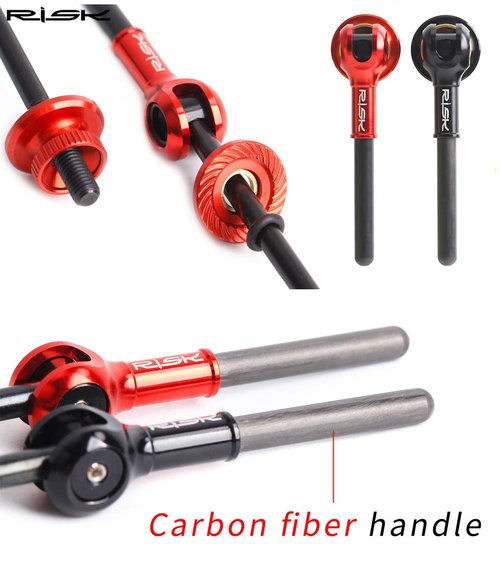 40.35g! CYCEARTH Titanium Bicycle QR Skewer Lever MTB Road Bike Wheel Hub Ultralight Ti-Axis Carbon Fiber Handle Quick Release Skewer (Red)