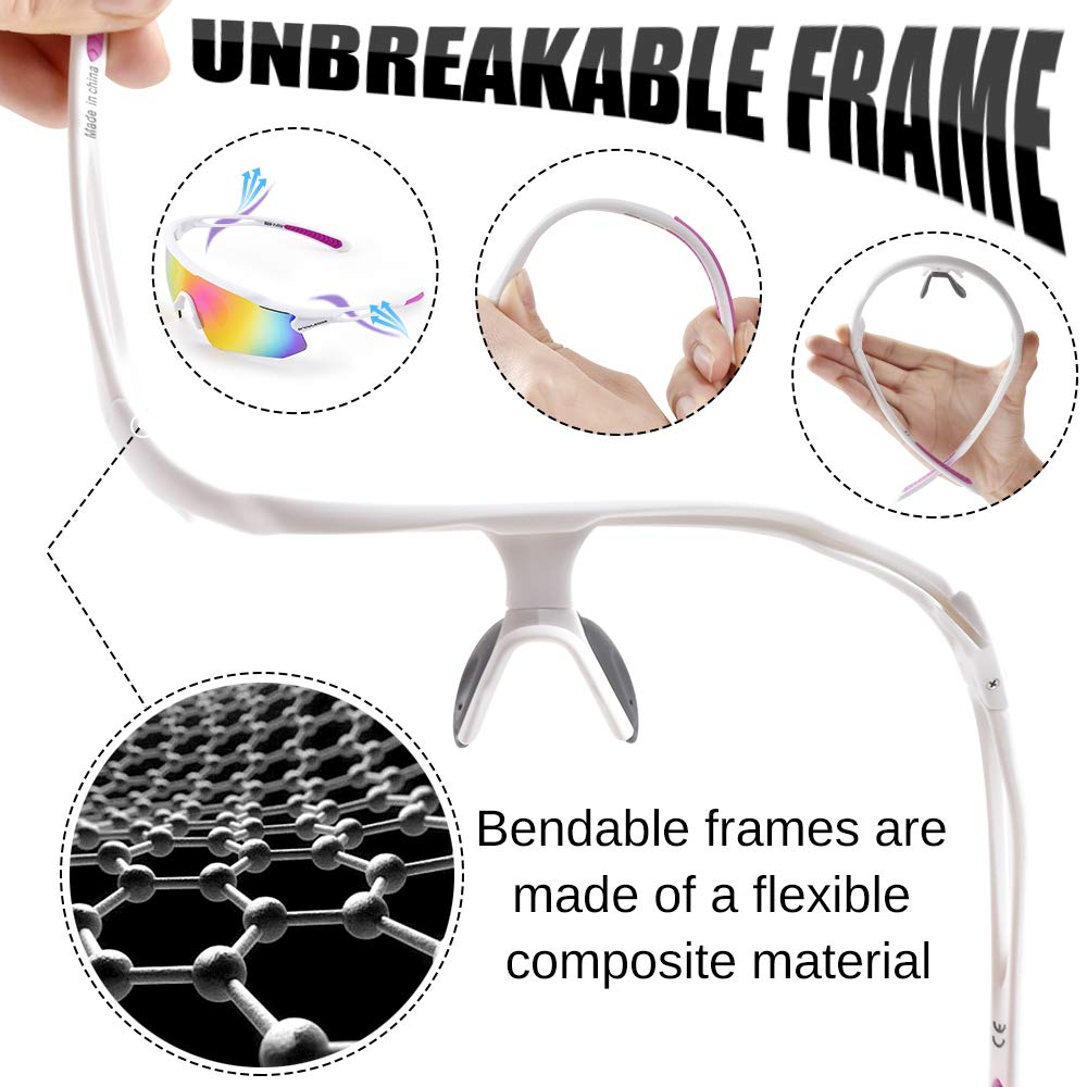 Sports Sunglasses Bike Cycling Sunglasses for Men Women with 5 Interchangeable Lens,Polarized Sunglasses with Anti-Uv400 for Driving Fishing Golf