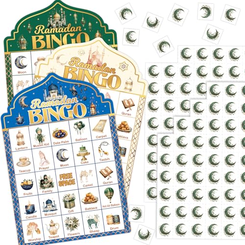 Ramadan Bingo Game for Kids - 24 Cards with Calling Cards