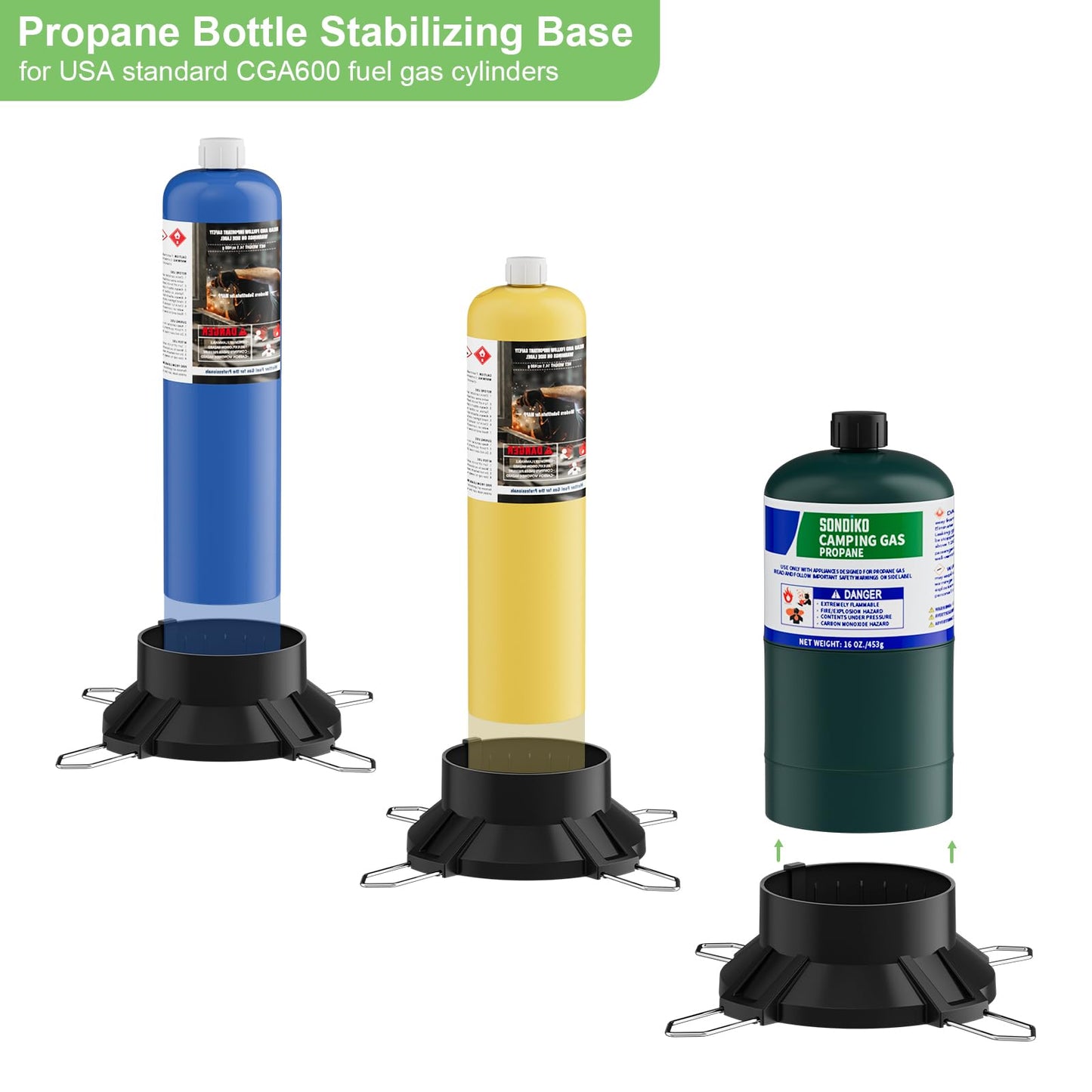 Sondiko Gas Cylinder Stand Base, Standard Fuel Gas Bottle Stabilizer, Small Propane Tank Stand, Accessory for Portable Welding Torch Burner Stove(Propane Tank Not Included)