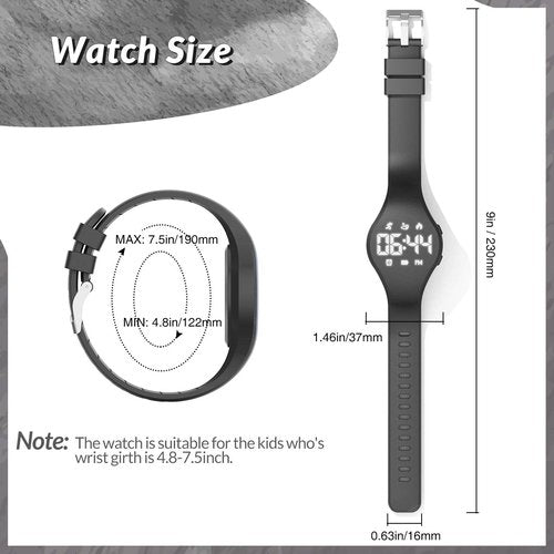 Konewos Kids Led Fitness Tracker Watch for Boys Girls, No App, Digital Sport Wristwatch, Waterproof, with Pedometer Alarm Clock, for Teens Children Students Ages 5-16 (Black)