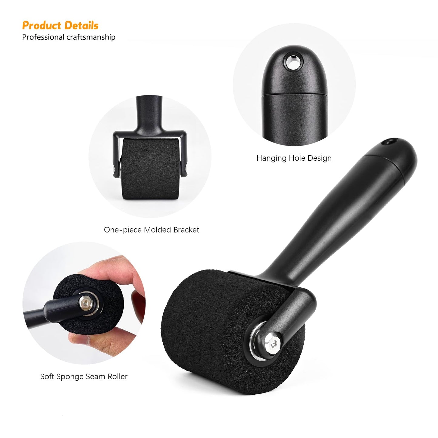 EHDIS Wallpaper Smoothing Tool Kit with Sponge Seam Roller, Vinyl Squeegee,Cutting Tool for Peel and Stick on Contact Paper,Window Tint Film,Decal,Graphics Installation