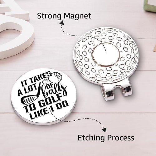 Hafhue It Takes A Lot of to Golf Like I Do Golf Ball Marker with Magnetic Hat Clip, Funny Golf Accessories and Golf Gifts for Men Dad Grandpa, Birthday for Golf Fan Golfer Golf Lovers
