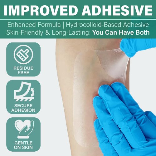 Everlit Care Transparent Film Dressing, Large Waterproof Adhesive Patch | Window Frame Wound Cover for Post Surgical Shower, IV Shield, Tattoo Aftercare Bandage (2.36" x 2.75" | 100 Pack)