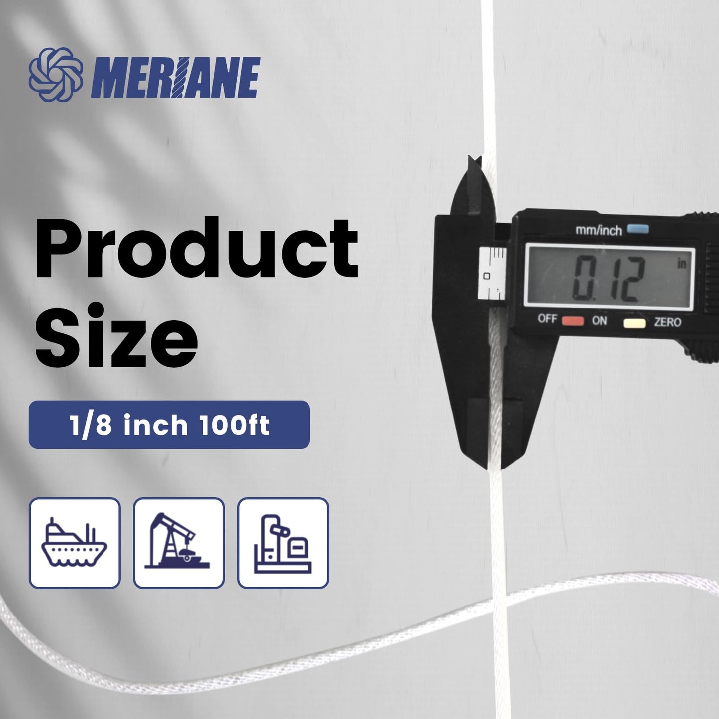 MERIANE 1/8inch 100FT Nylon Rope – Multipurpose Heavy Duty – Abrasion & UV Resistant – Ideal Use for Camping, Clothesline, Marine Rope, Flag Line - Shock Absorption Rope for Indoor Outdoor