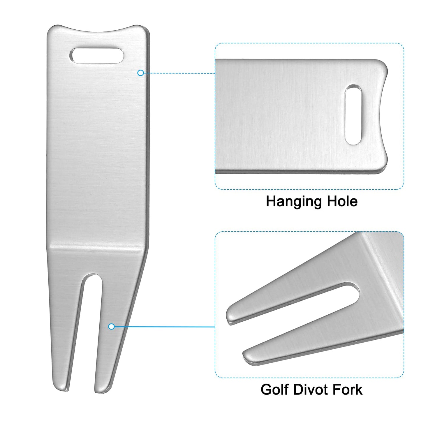 PATIKIL Metal Bending Golf Divot Repair Tool, 6 Pack Golf Divot Tool Curved Spit Golf Green Divot Fork Ball Mark Repair Tool for Golf Golfer Repairing, Silver Tone
