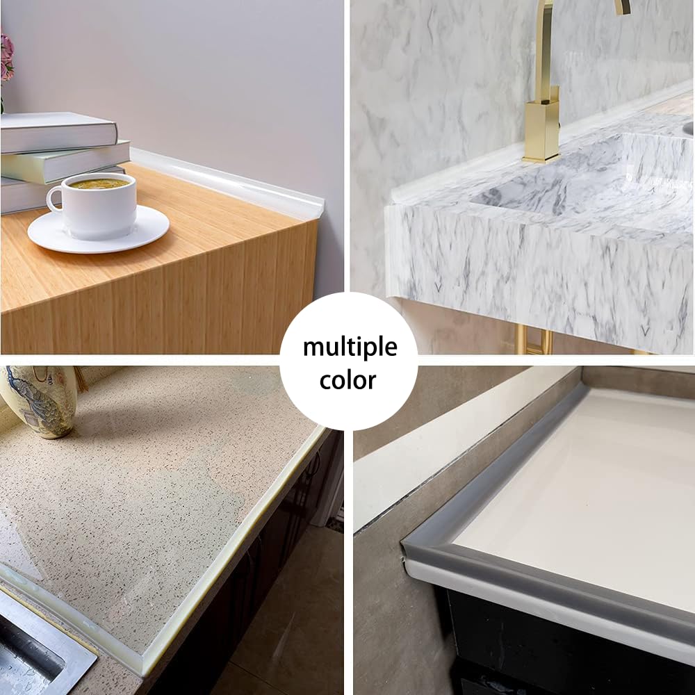 Shower Threshold Water Dam,Self Adhesive Silicone Waterproof Barrier Bathroom and Kitchen Shower Water Stopper Guard for Dry And Wet Separation Caulk Seal Strip Edge Trim(39Inch, White)