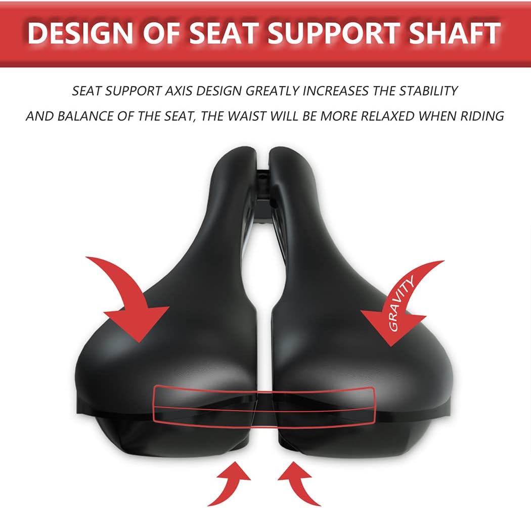 Skiennix Width Adjustable Bike Seat - Comfortable Prostate-Friendly Bicycle Saddle for All Bike Types