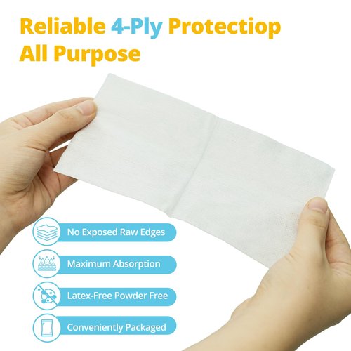 Jointown Non-Woven Gauze Sponges - 4-Ply, 4" x 4" All-Purpose Non-Sterile Highly Absorbent Dental Gauze Wound Care for First Aid Kit/Medical Facilities, 200 Count × 2 Pack (400pcs)