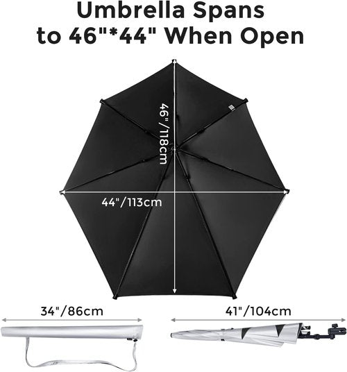 G4Free Adjustable Beach Umbrella - UPF 50+ Protection | XL Size with Universal Clamp for Chairs & Strollers