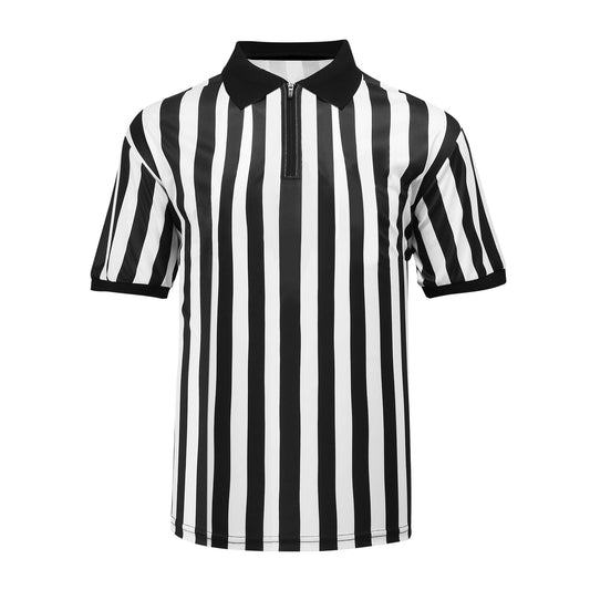 Men’s Referee Shirt Zipper Official Ref Shirt Costume Umpire Jersey for Womens and Mens Basketball Football Halloween Uniform L