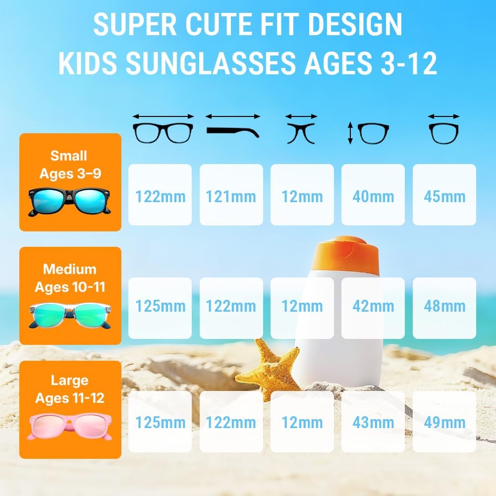 Pro Acme Kids Polarized Sunglasses - Flexible TPEE Frame Shades for Ages 3-12 | Toddler Girls & Boys