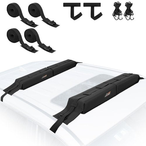 LASUK Universal Car Roof Rack, Soft Roof Rack Pads, Kayak with Tie Down Strap for Surfboard, SUP, Canoe, PP Rope, Quick Loop Strap and Storage Bag
