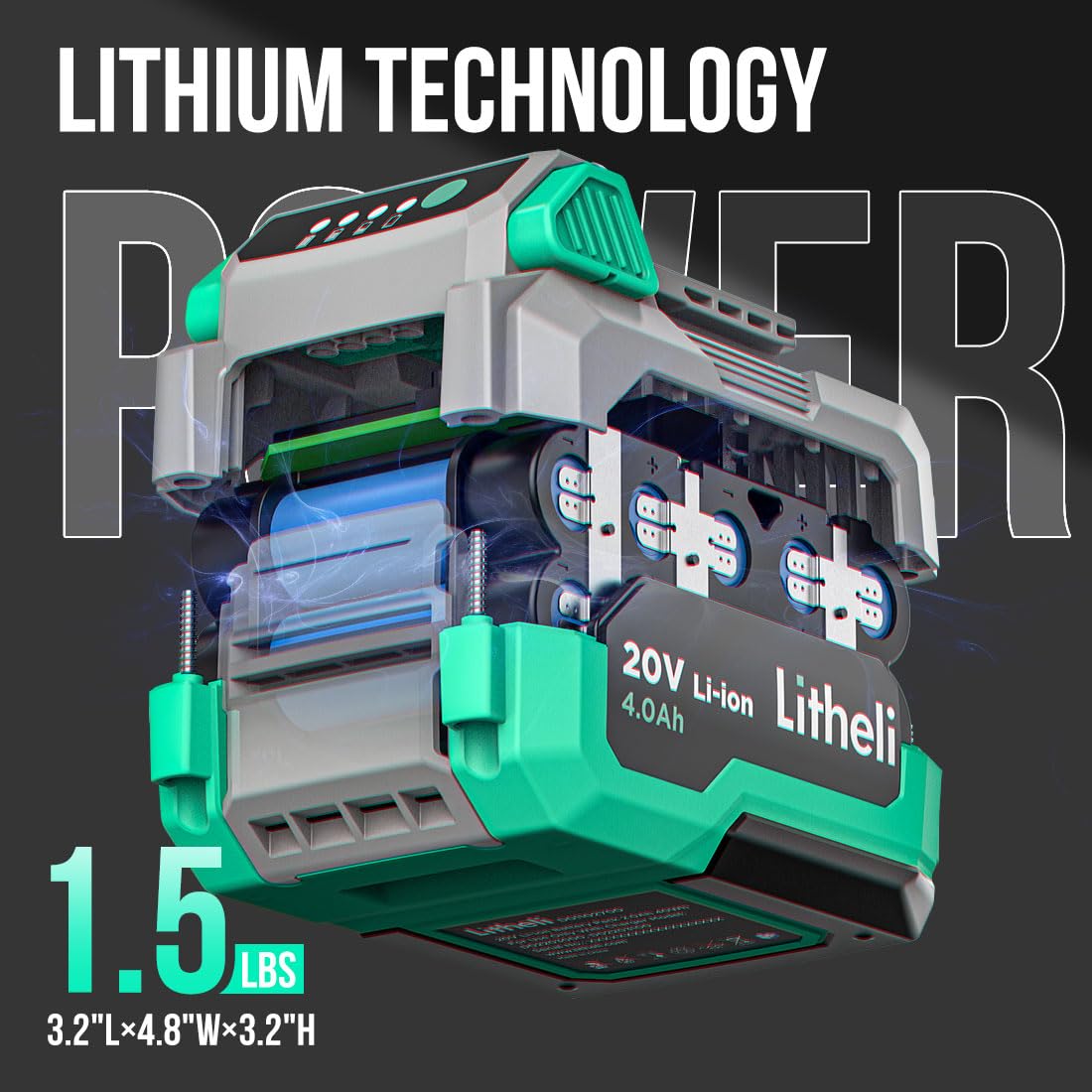 Litheli 20V Cordless Heat Gun,Hot Air Gun Kit Portable,3 Temperatures Max. 932℉,2 Nozzles, 200L/min, 13m/s,1.5Lbs,Overheat Protection for DIY, Removing Solder, Defrost, with 4Ah Battery & Charger