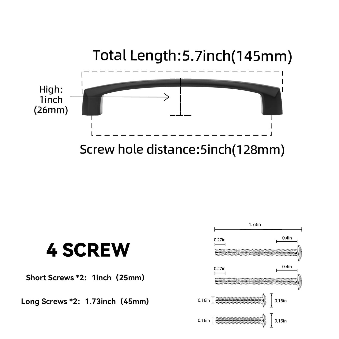 BUKOBYHE 20 Pack 5 Inch Matte Black Kitchen Cabinet Handles Black Cabinet Pulls Black Drawer Pulls Kitchen Hardware