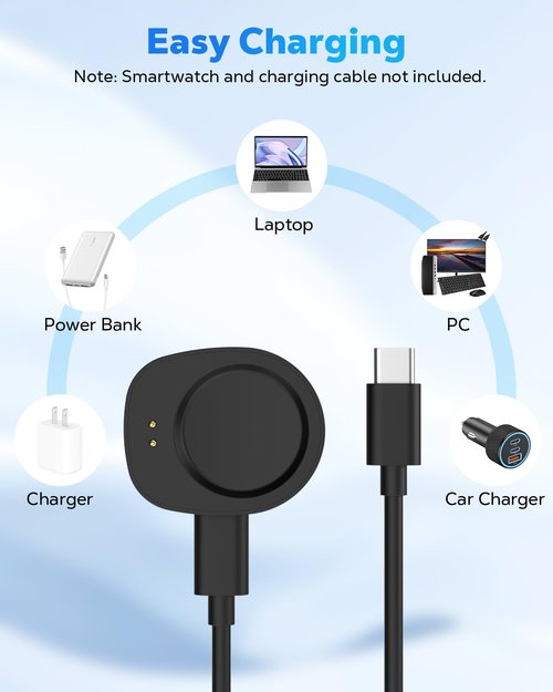 2 Pack Magnetic Charger Adapter for Amazfit T-Rex 3/3 Pro/Balance 1/2 Fitness Tracker, Portable Charging Dock Cradle with USB C Port, No Cable