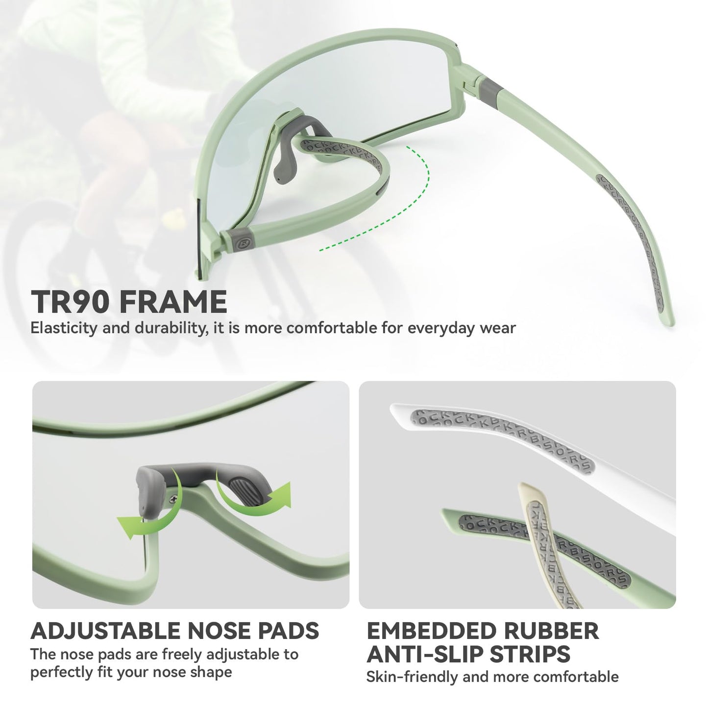 ROCKBROS Photochromic Cycling Glasses for Men Women Sports Glasses UV Protection