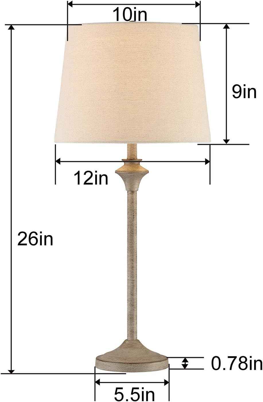 Brass Gold Table Lamps Set of 2 - 26" Modern Buffet & Nightstand Lamps for Living Room, Bedroom, Office