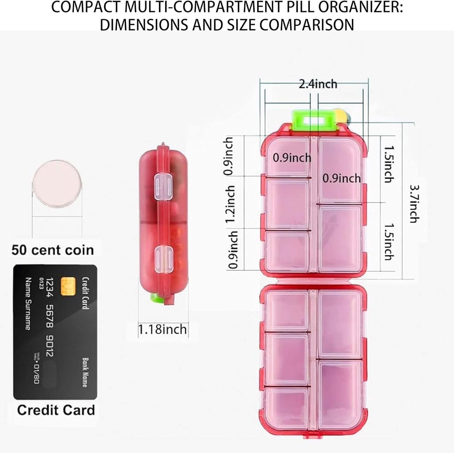 Skiennix Pill Organizer - Travel-Friendly Daily Medication Case with 161 Labels | 7-Day Design in Pink