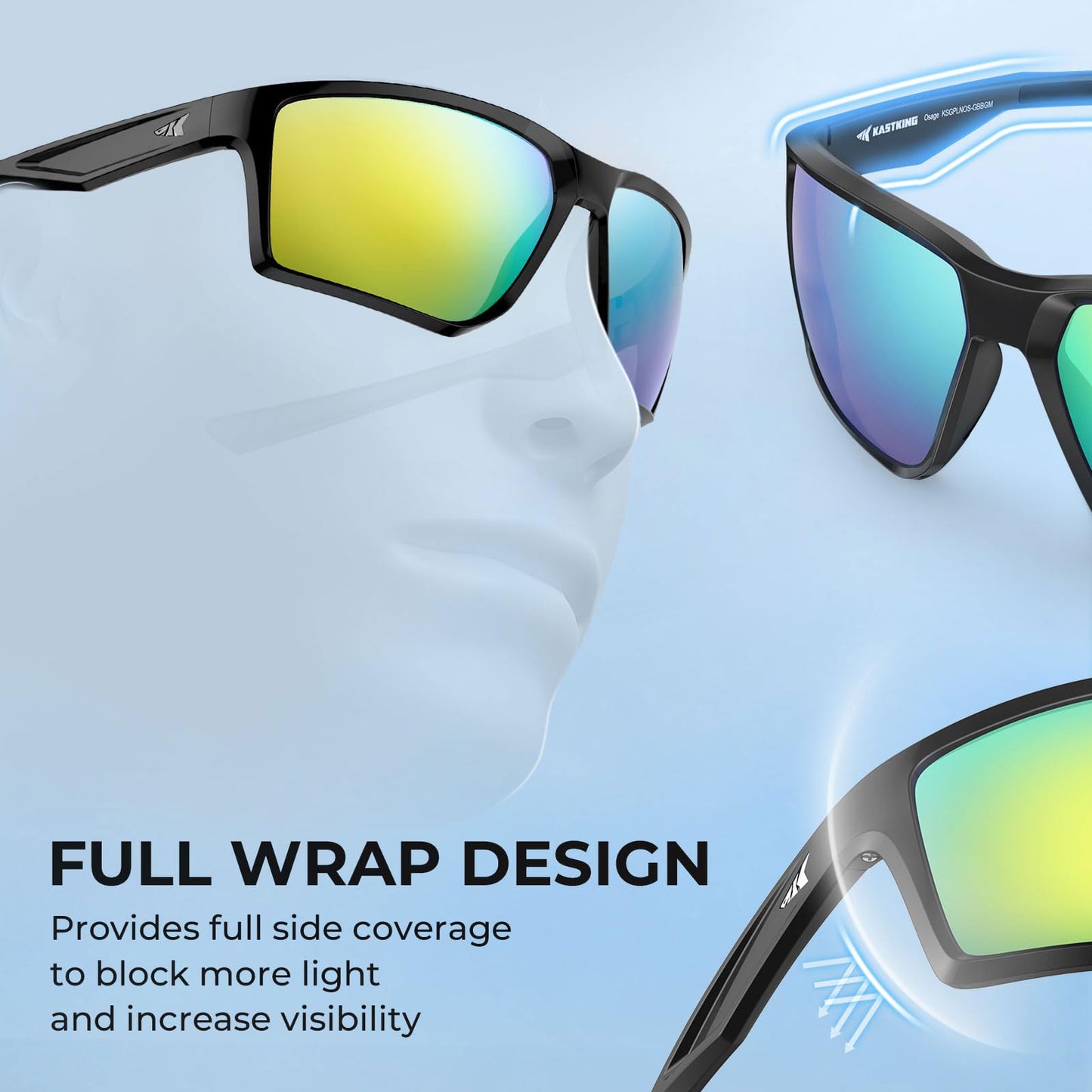 KastKing Osage Polarized Sport Sunglasses for Men and Women, Wrap Design